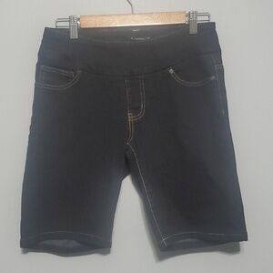 Chadwicks shorts women’s size 6 Bermuda length black demin pull-on elast…